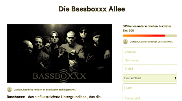 Bassboxxx Allee petition